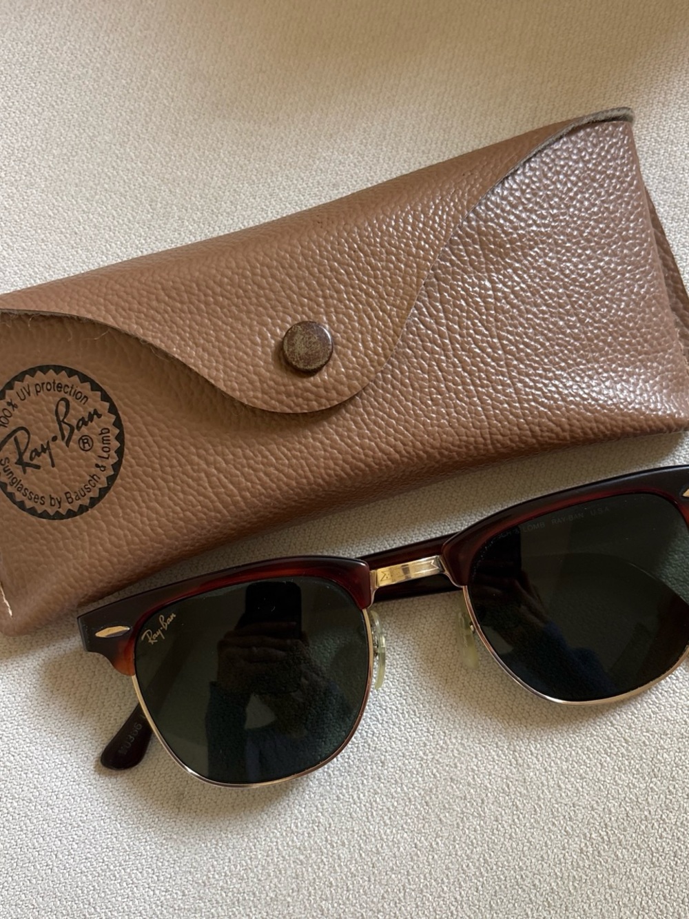 Vintage Ray-Ban Clubmaster Sunglasses in Brown with Gold Accents - Picture 1 of 5